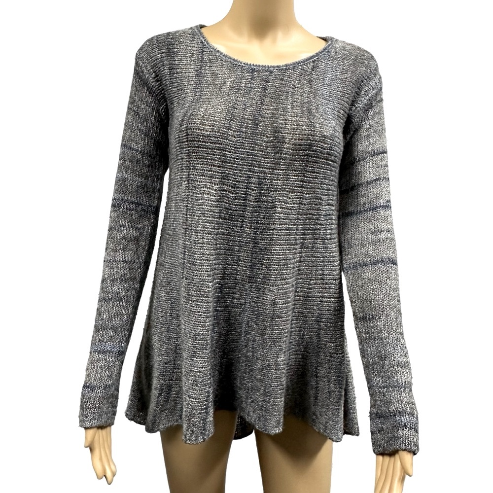 Max Edition Grey Blue A Line Asymmetrical High Low Lightweight Knit Sweater S